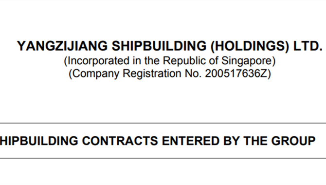 Yangzijiang Shipbuilding secured new orders for a t