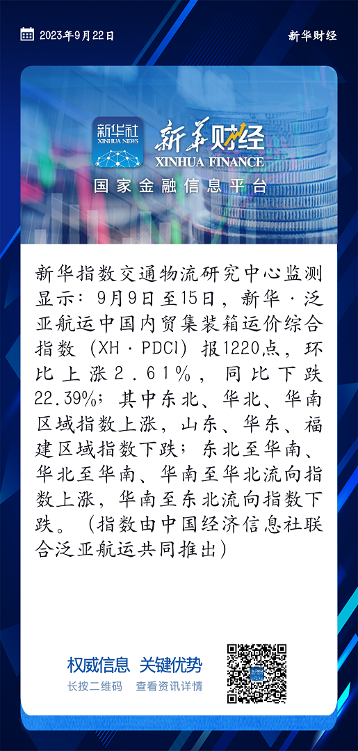 （9月9日至9月15日）新华·泛亚航运中国内