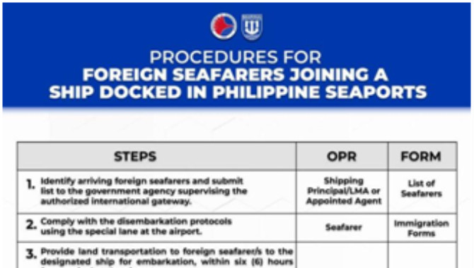 Manila Foreign Crew Change Updated Procedures
