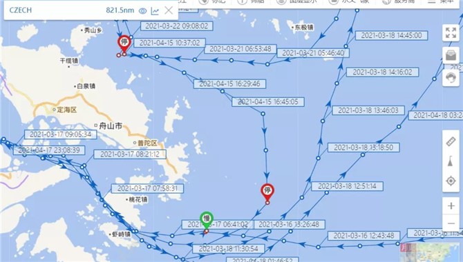 注意：这艘9000TEU大船在舟山附近海域“闲