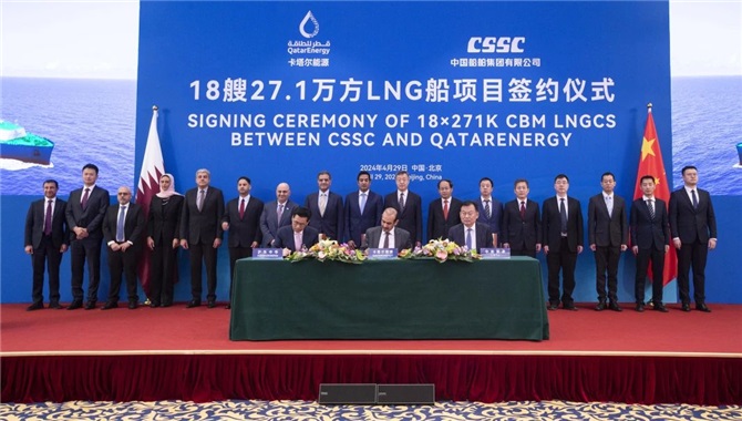 中国船舶集团签署18艘全球最大27.1万立方