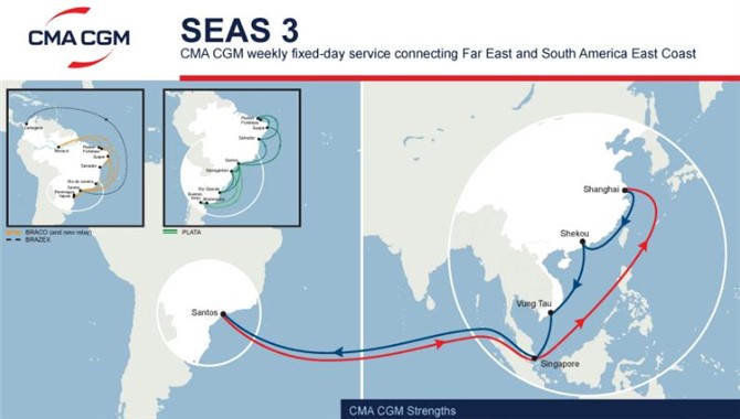 达飞开通SEAS 3航线，连接远东与南美东海