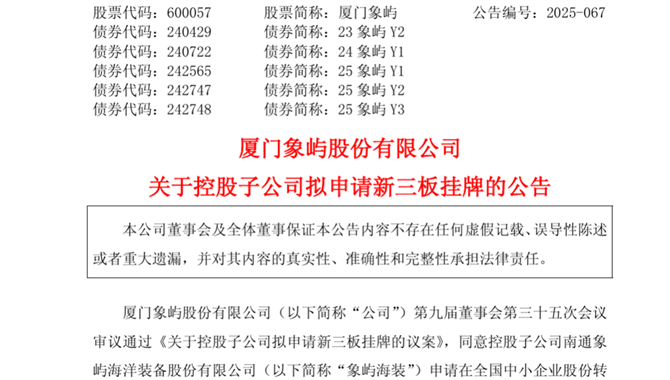 象屿海装，准备上市！
