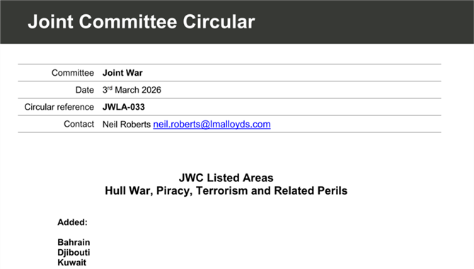 注意！JWC：海湾风险区扩大！3月5日后进